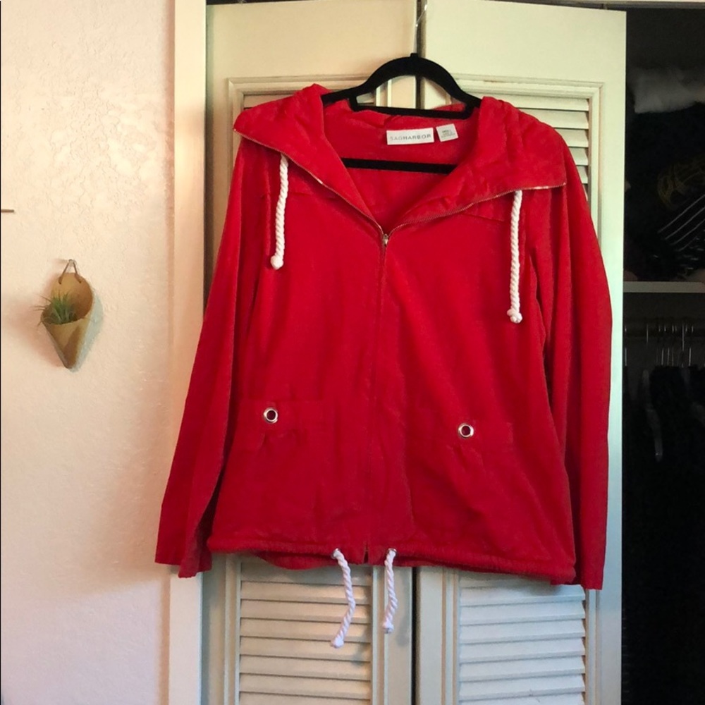 Red rain coat